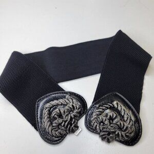 BLACK Belt with Large Buckle Wide Band Stretch Belt